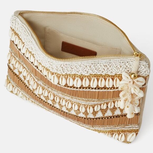Zara RARE Clutch w Seashells and Beading-Ecru - Picture 5 of 10